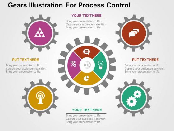 Gears Illustration For Process Control PowerPoint Template Gears Illustration For Process Control PowerPoint Template