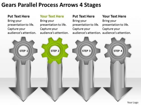 Gears Parallel Process Arrows 4 Stages Business Plan Outline PowerPoint Slides Gears Parallel Process Arrows 4 Stages Business Plan Outline PowerPoint Slides