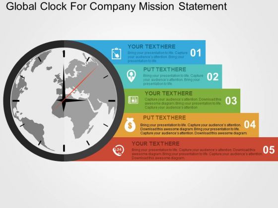 Global Clock For Company Mission Statement PowerPoint Template Global Clock For Company Mission Statement PowerPoint Template