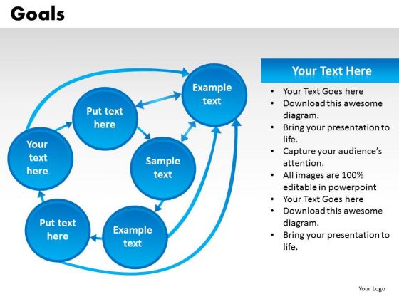 Goals Network Diagram PowerPoint Templates Editable Ppt Slides