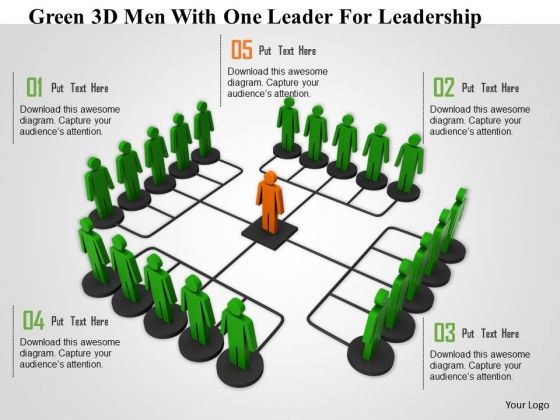 Green 3d Men With One Leader For Leadership Green 3d Men With One Leader For Leadership
