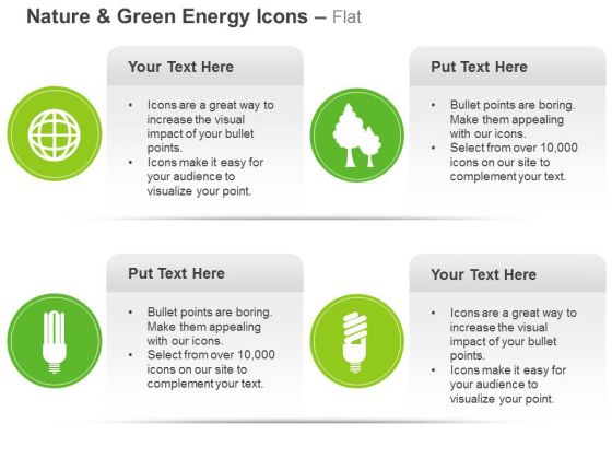 Green Energy Icons For Cfl Plant And Globe Ppt Slides Graphics Green Energy Icons For Cfl Plant And Globe Ppt Slides Graphics