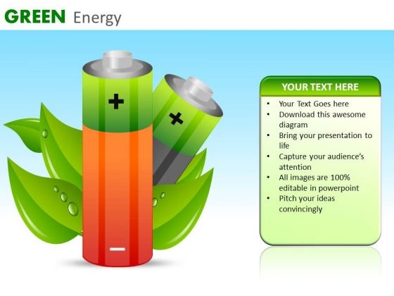 Green Energy Rechargeable Batteries PowerPoint Ppt Templates