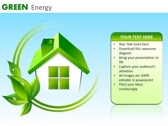 Green House Energy Efficient House PowerPoint Templates Green Ppt Slides