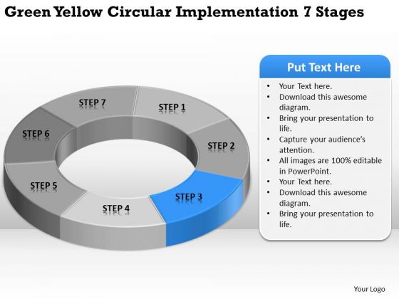 Green Yellow Circular Implementation 7 Stages Business Plan Assistance PowerPoint Slides Green Yellow Circular Implementation 7 Stages Business Plan Assistance PowerPoint Slides