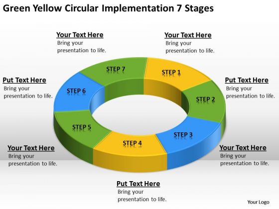 Green Yellow Circular Implementation 7 Stages Startup Business Plans PowerPoint Slides Green Yellow Circular Implementation 7 Stages Startup Business Plans PowerPoint Slides