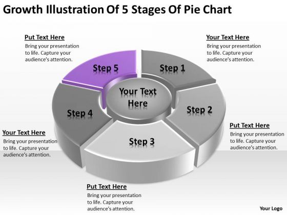 Growth Illustration Of 5 Stages Pie Chart Ppt Business Plan For PowerPoint Templates