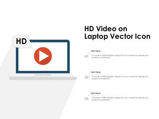HD Video On Laptop Vector Icon Ppt PowerPoint Presentation Gallery Graphics Tutorials PDF