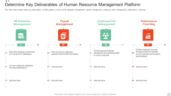 HRM System Pitch Deck Determine Key Deliverables Of Human Resource Management Platform Themes PDF