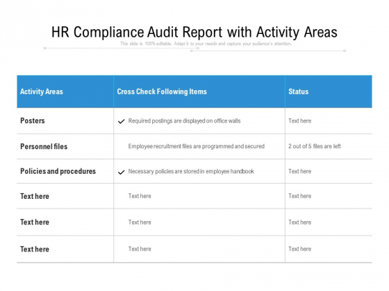 HR Compliance Audit Report With Activity Areas Ppt PowerPoint Presentation Inspiration Show PDF HR Compliance Audit Report With Activity Areas Ppt PowerPoint Presentation Inspiration Show PDF