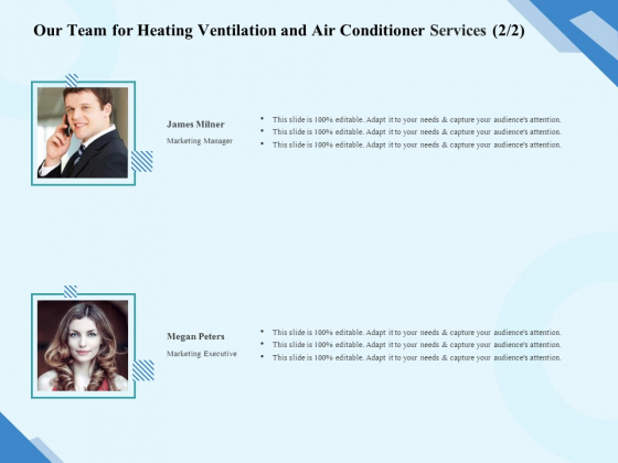 HVAC Our Team For Heating Ventilation And Air Conditioner Services Marketing Diagrams PDF