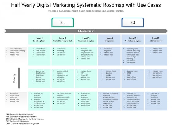 Half Yearly Digital Marketing Systematic Roadmap With Use Cases Brochure Half Yearly Digital Marketing Systematic Roadmap With Use Cases Brochure