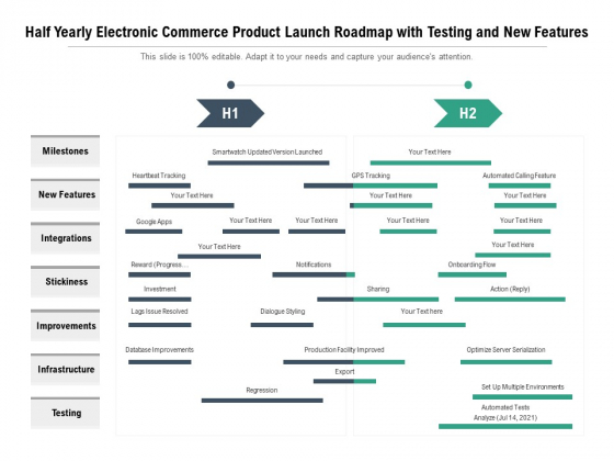 Half Yearly Electronic Commerce Product Launch Roadmap With Testing And New Features Guidelines Half Yearly Electronic Commerce Product Launch Roadmap With Testing And New Features Guidelines