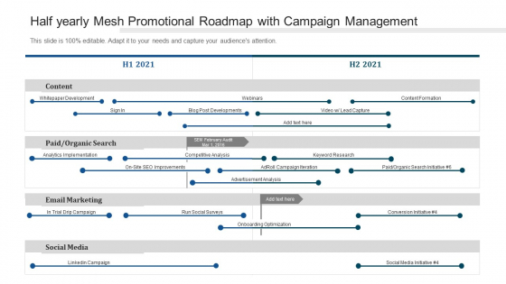Half Yearly Mesh Promotional Roadmap With Campaign Management Formats Half Yearly Mesh Promotional Roadmap With Campaign Management Formats