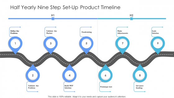 Half Yearly Nine Step Set Up Product Timeline Graphics