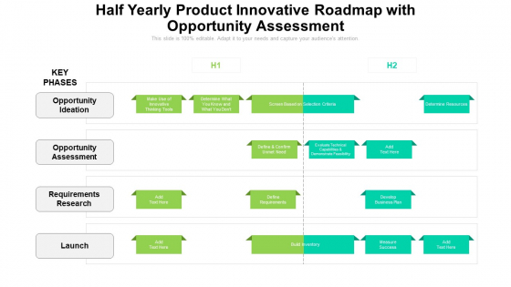 Half Yearly Product Innovative Roadmap With Opportunity Assessment Rules