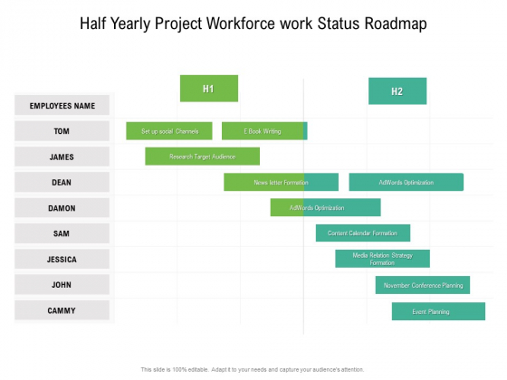 Half Yearly Project Workforce Work Status Roadmap Inspiration