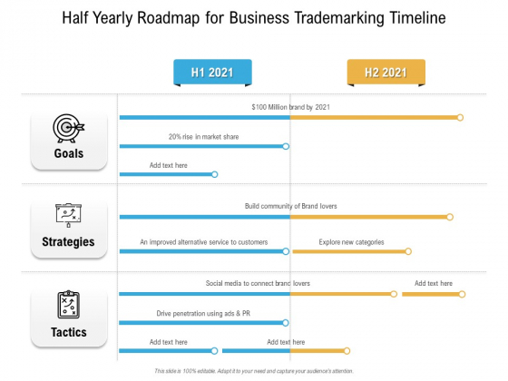 Half Yearly Roadmap For Business Trademarking Timeline Slides Half Yearly Roadmap For Business Trademarking Timeline Slides