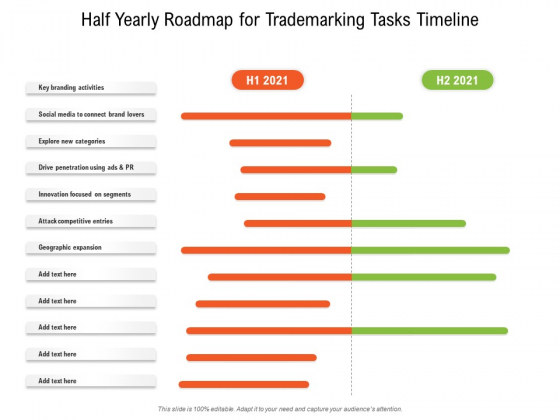 Half Yearly Roadmap For Trademarking Tasks Timeline Brochure Half Yearly Roadmap For Trademarking Tasks Timeline Brochure