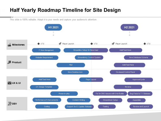 Half Yearly Roadmap Timeline For Site Design Icons Half Yearly Roadmap Timeline For Site Design Icons