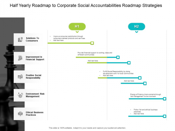 Half Yearly Roadmap To Corporate Social Accountabilities Roadmap Strategies Designs