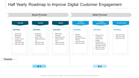 Half Yearly Roadmap To Improve Digital Customer Engagement Clipart