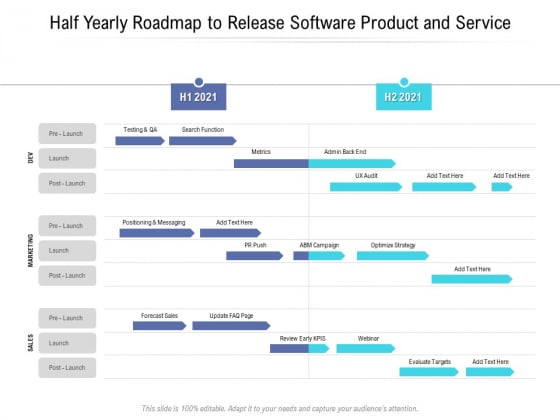 Half Yearly Roadmap To Release Software Product And Service Mockup Half Yearly Roadmap To Release Software Product And Service Mockup