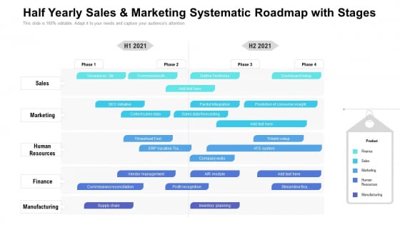 Half Yearly Sales And Marketing Systematic Roadmap With Stages Information Half Yearly Sales And Marketing Systematic Roadmap With Stages Information