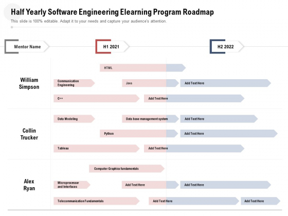 Half Yearly Software Engineering Elearning Program Roadmap Icons Half Yearly Software Engineering Elearning Program Roadmap Icons