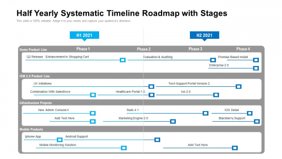 Half Yearly Systematic Timeline Roadmap With Stages Ideas Half Yearly Systematic Timeline Roadmap With Stages Ideas