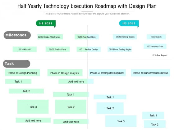 Half Yearly Technology Execution Roadmap With Design Plan Slides Half Yearly Technology Execution Roadmap With Design Plan Slides