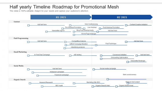 Half Yearly Timeline Roadmap For Promotional Mesh Summary Half Yearly Timeline Roadmap For Promotional Mesh Summary