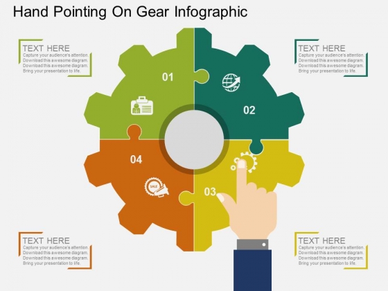 Hand Pointing On Gear Infographic Powerpoint Template