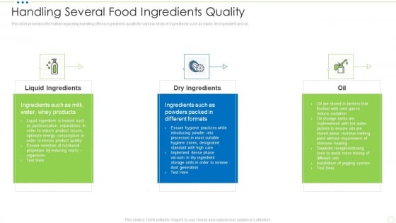 Handling Several Food Ingredients Quality Food Security Excellence Ppt Styles Template PDF