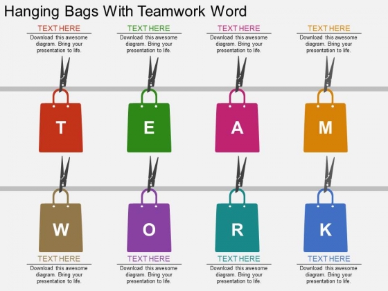 Hanging Bags With Teamwork Word Powerpoint Template Hanging Bags With Teamwork Word Powerpoint Template