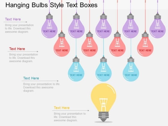 Hanging Bulbs Style Text Boxes Powerpoint Template