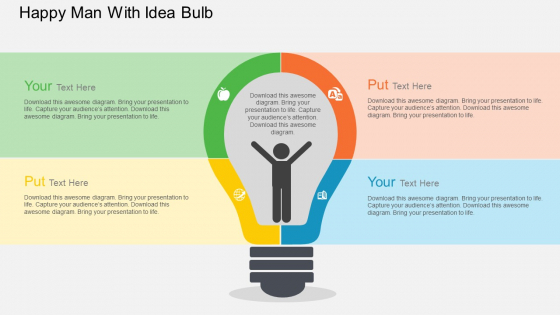 Happy Man With Idea Bulb Powerpoint Templates