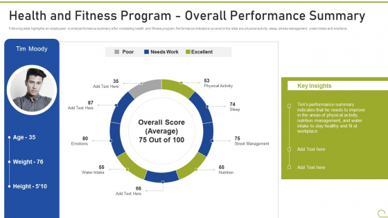Health And Fitness Playbook Health And Fitness Program Overall Performance Summary Brochure PDF