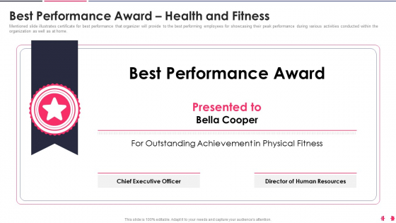 Health_And_Wellbeing_Playbook_Best_Performance_Award_Health_And_Fitness_Inspiration_PDF_Slide_1
