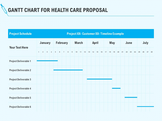 Health Care Gantt Chart For Health Care Proposal Ppt Infographic Template Topics PDF