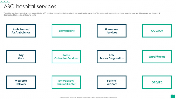 Healthcare Services Company Profile ABC Hospital Services Diagrams PDF Healthcare Services Company Profile ABC Hospital Services Diagrams PDF
