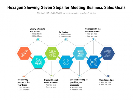 Hexagon Showing Seven Steps For Meeting Business Sales Goals Ppt PowerPoint Presentation File Styles PDF