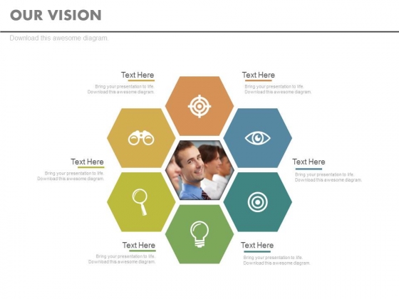 Hexagonal Business Vision Infographic Chart Powerpoint Slides