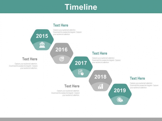 Hexagonal Timeline Diagram With Years Powerpoint Slides