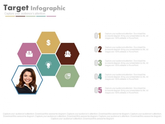 Hexagons Infographics With Team Leader Powerpoint Slides