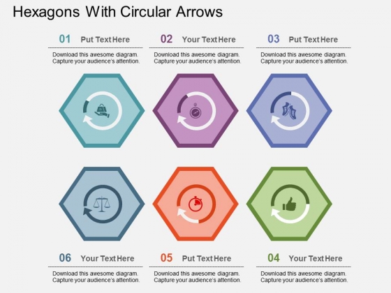 Hexagons With Circular Arrows Powerpoint Templates Hexagons With Circular Arrows Powerpoint Templates