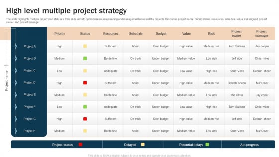 High Level Multiple Project Strategy Inspiration PDF - PowerPoint Templates