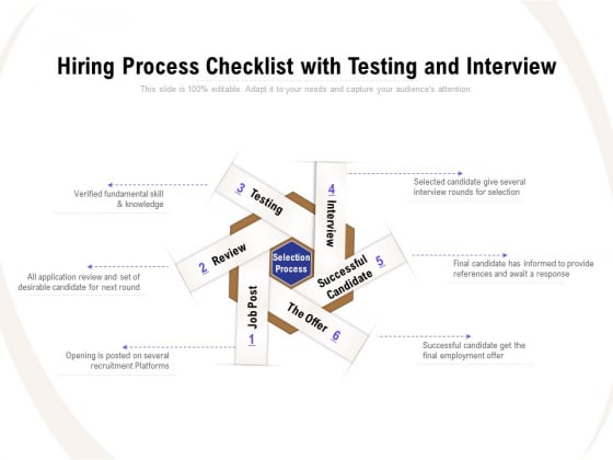 Hiring Process Checklist With Testing And Interview Ppt PowerPoint Presentation Gallery Model PDF Hiring Process Checklist With Testing And Interview Ppt PowerPoint Presentation Gallery Model PDF