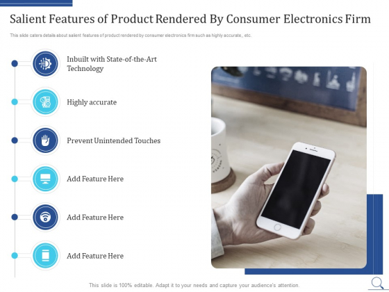 Home Appliances Producer Seed Salient Features Of Product Rendered By Consumer Electronics Firm Graphics PDF