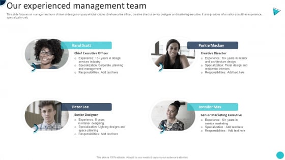 Home Decoration Company Profile Our Experienced Management Team Demonstration PDF Home Decoration Company Profile Our Experienced Management Team Demonstration PDF